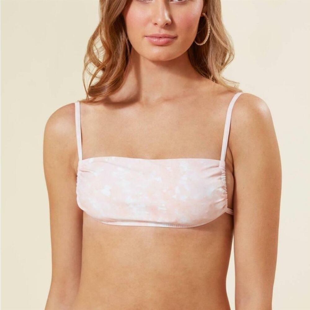 NWOT WeWoreWhat Leigh Dusty Light Pink Abstract Marble Bikini Top XS - Picture 2 of 6